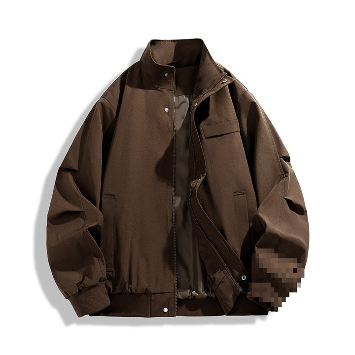 [Herren Oversize Utility Bomberjacke mit hohem Kragen und Rippbündchen Drune]