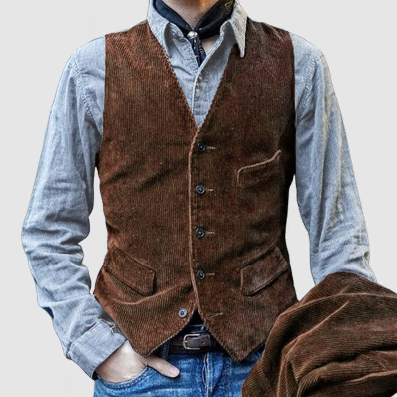 Herren Kordweste im Vintage-Look mit Pattentaschen und taillierter Silhouette Drune