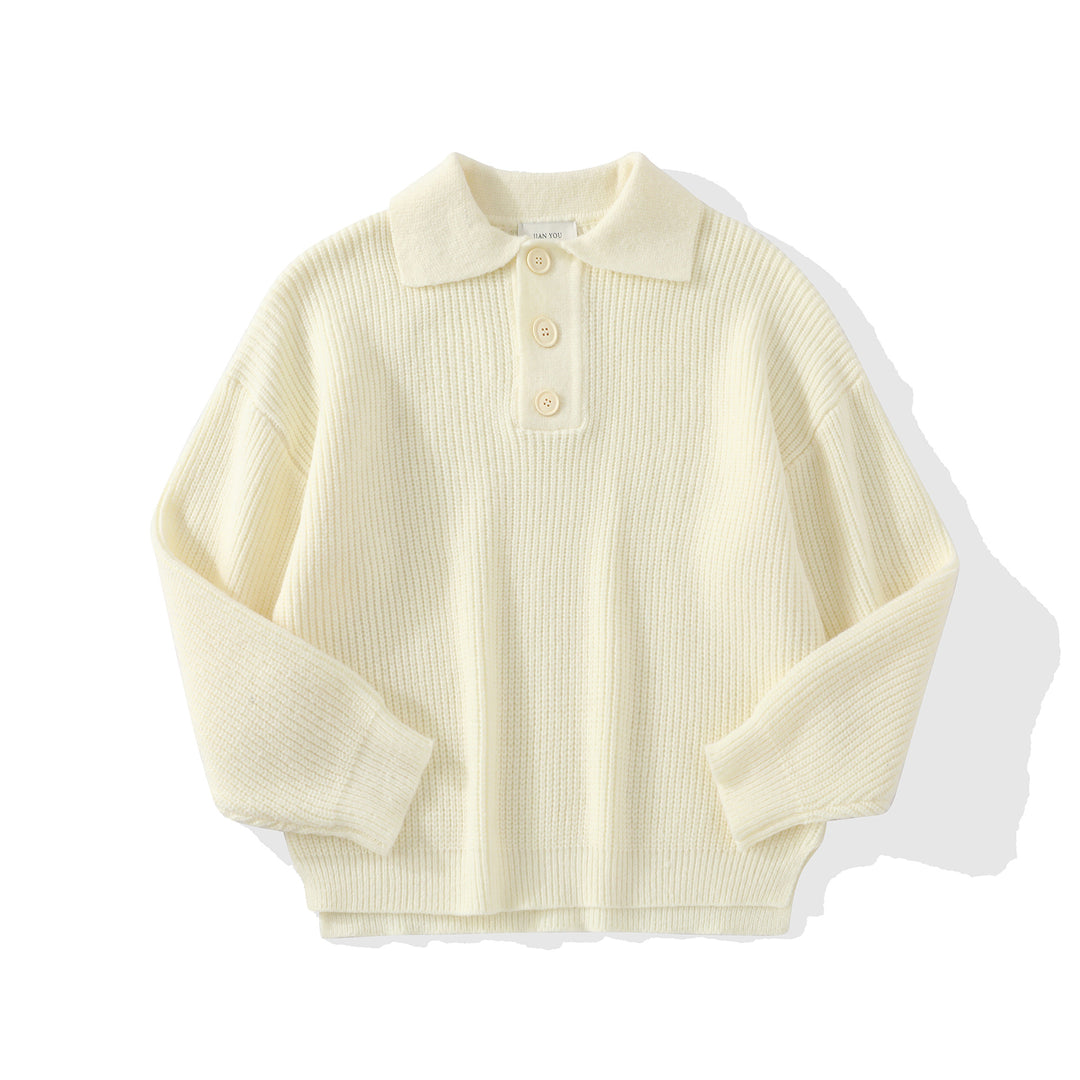 Damen Bequemer Strickpullover mit Knopfdetails Drune