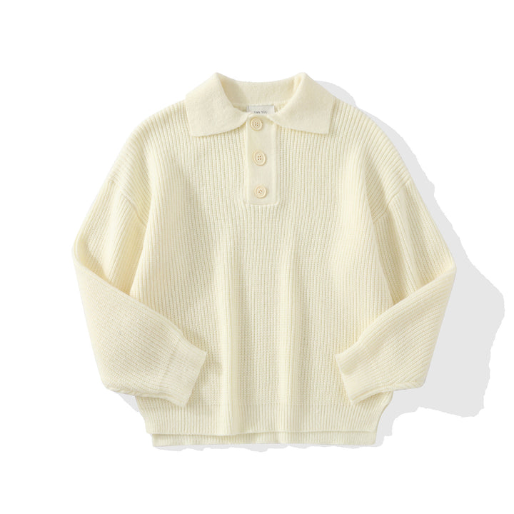Damen Bequemer Strickpullover mit Knopfdetails Drune