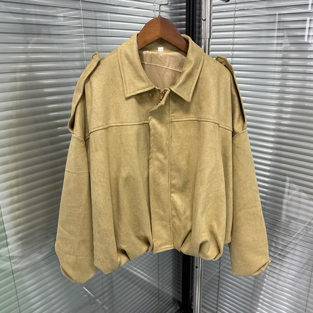 Damen Oversize-Cropped Jacke mit Balloon-Saum und Schulter-Cutouts Drune