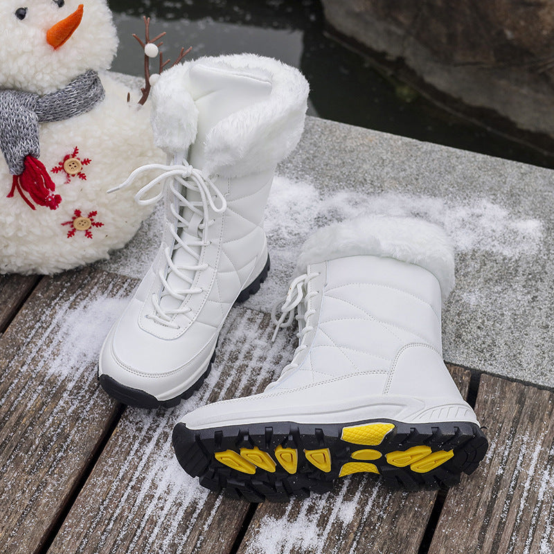 Damen Winterstiefel mit Kunstfellkragen, gesteppter Schaft und profilierter Thermosohle Drune