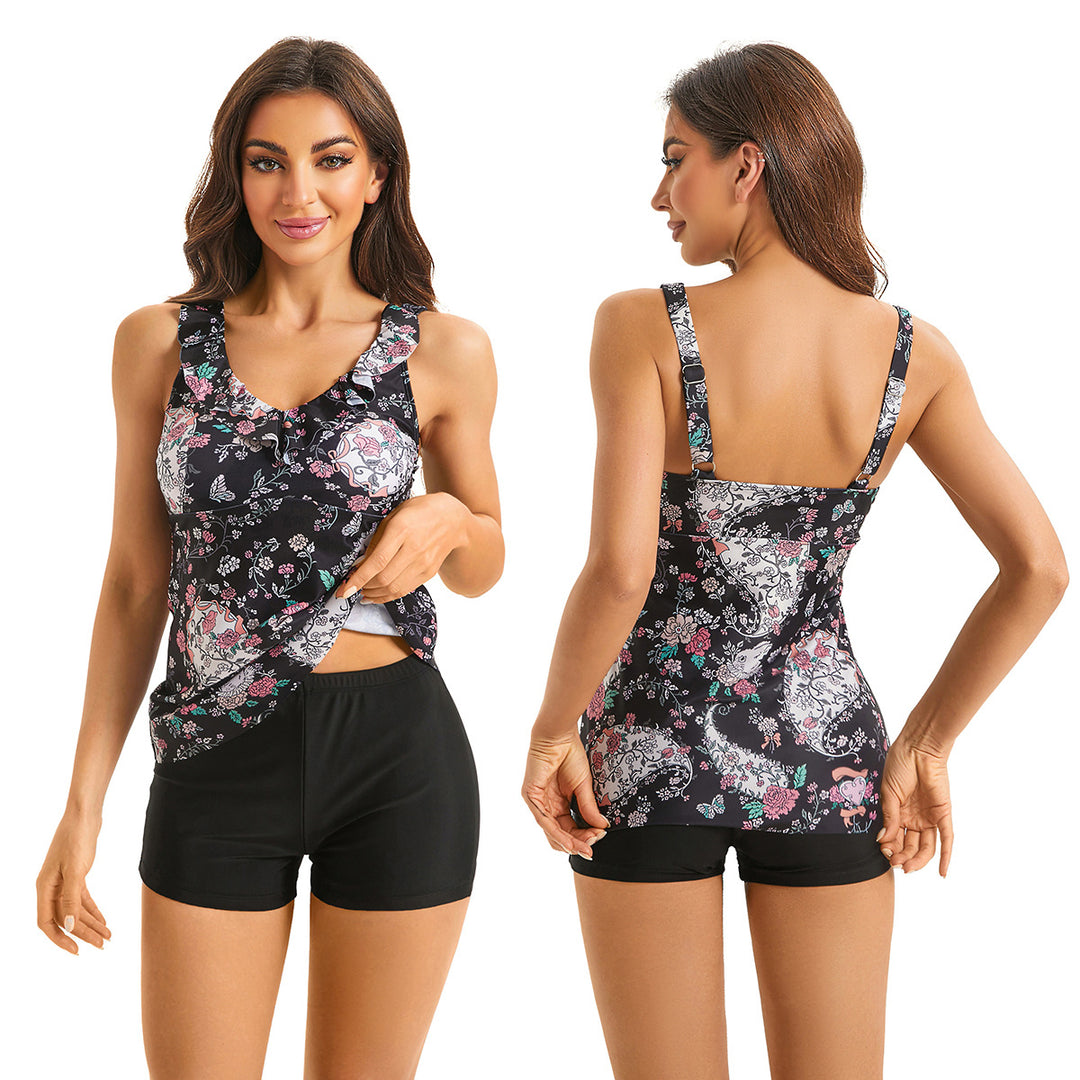 Damen Tankini mit verspieltem Rüschendesign und klassischen Shorts Drune