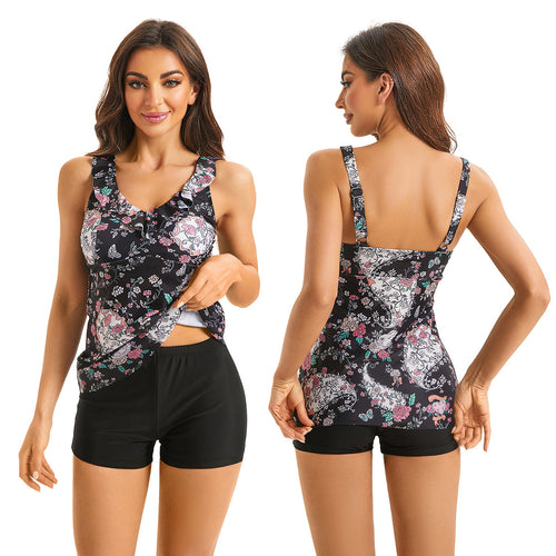 Damen Tankini mit verspieltem Rüschendesign und klassischen Shorts Drune