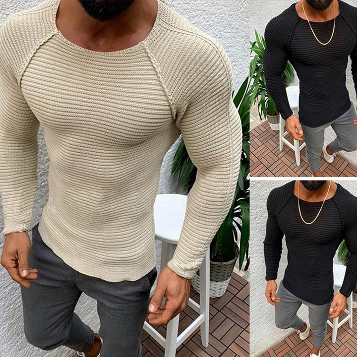 Herren eng anliegendes Strickoberteil mit atmungsaktiver Textur und modischem Design Drune