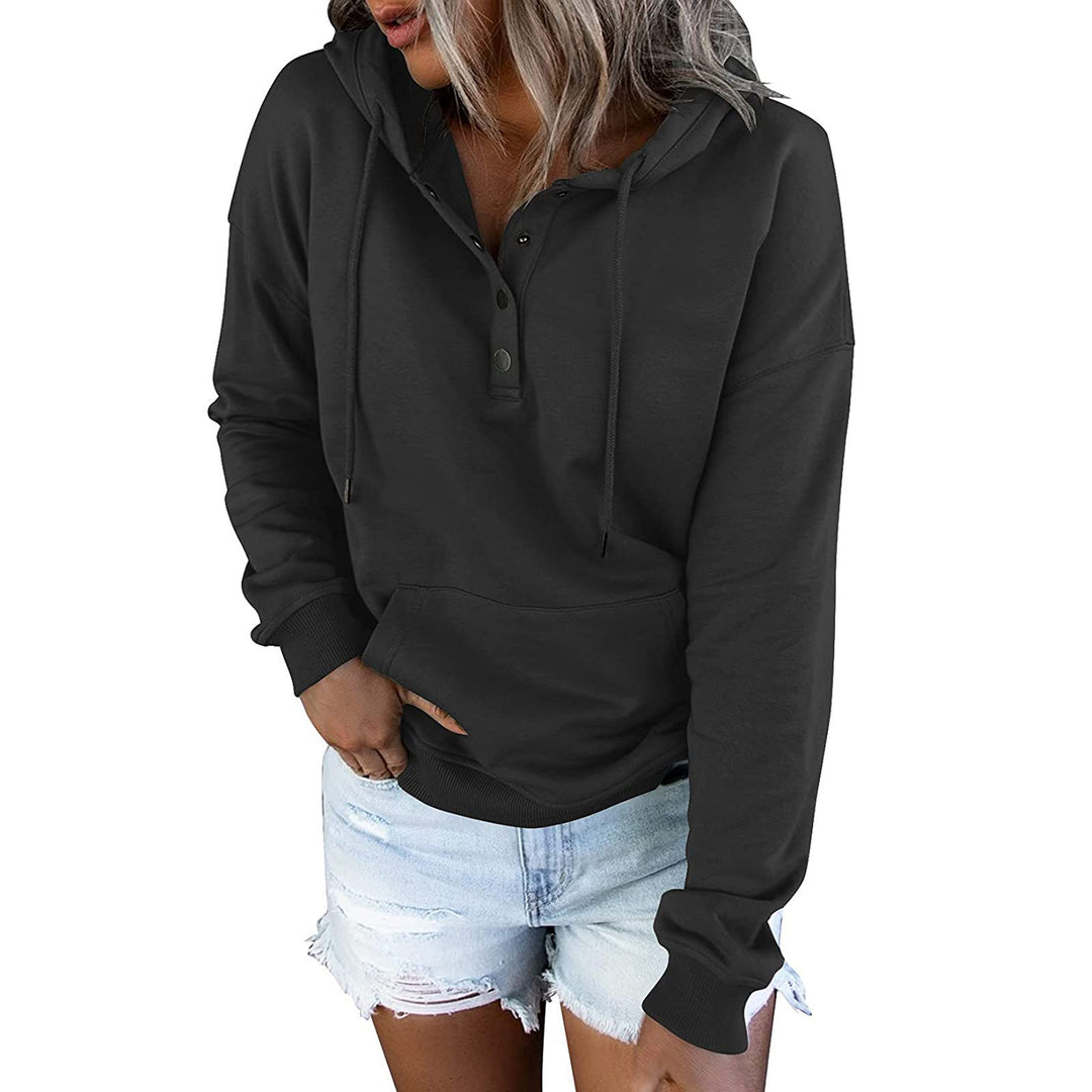 Damen Sportlicher Hoodie mit Knopfleiste und lässigem Schnitt Drune