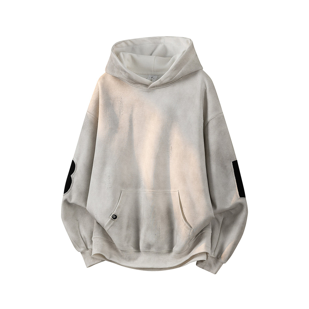 Unisex Oversize Kapuzenpullover mit handschriftlichem Grafik-Print, Kängurutasche & geripptem Saum Drune