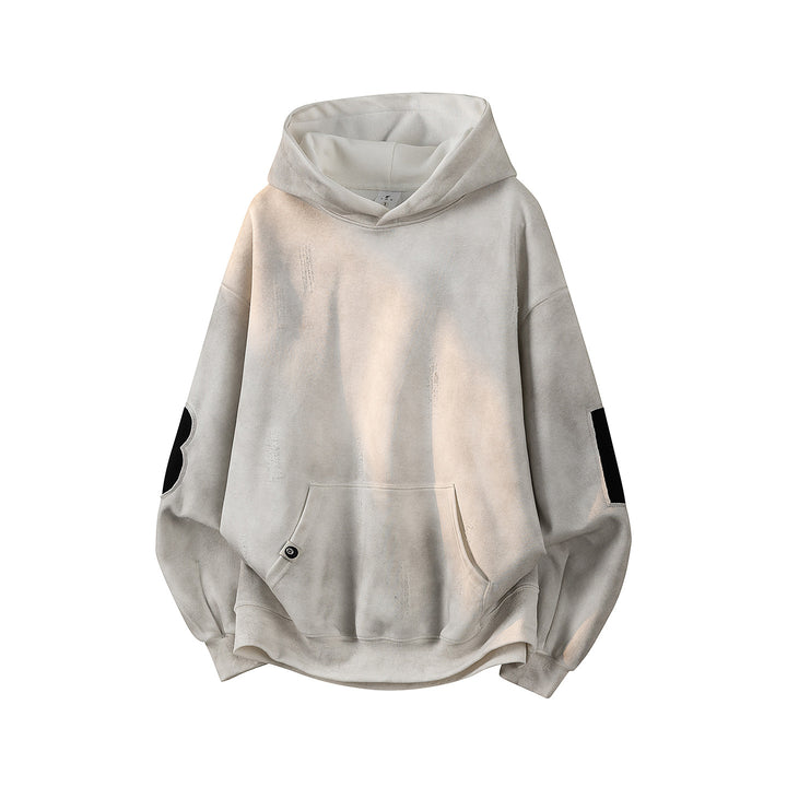 Unisex Oversize Kapuzenpullover mit handschriftlichem Grafik-Print, Kängurutasche & geripptem Saum Drune