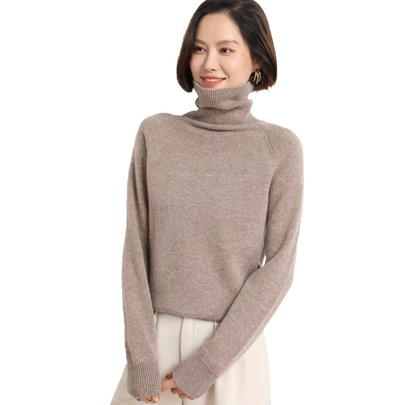 Damen Schlanker Rollkragenpullover aus feinem Strick mit Raglanärmeln Drune