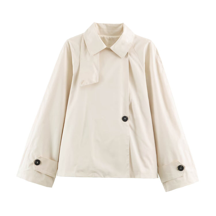 Damen Kurzer Boxy‑Trenchcoat mit asymmetrischer Knopfleiste und Armriegel Drune