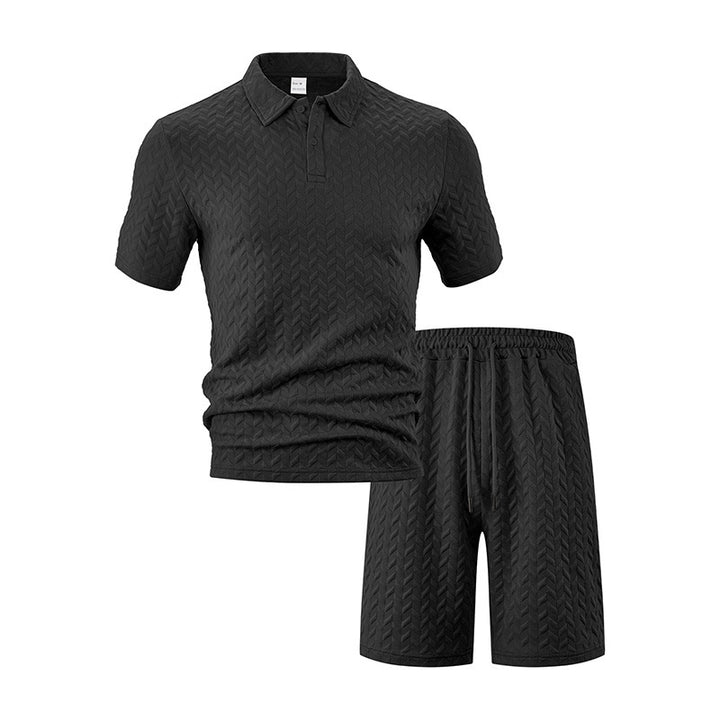 Herren nan strukturiertes Polo-Set aus atmungsaktiver Baumwollmischung Drune