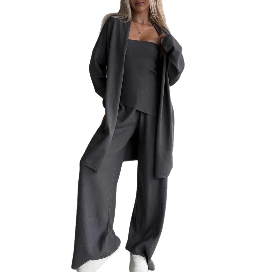 Damen Luxus Lounge-Set mit ärmellosem Top und weitem Cardigan Drune