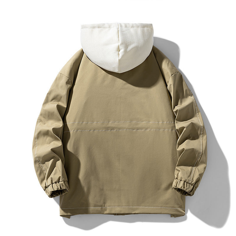 Herren Utility-Fieldjacke mit Kontrastkapuze, verstellbarem Saum und großen Pattentaschen Drune