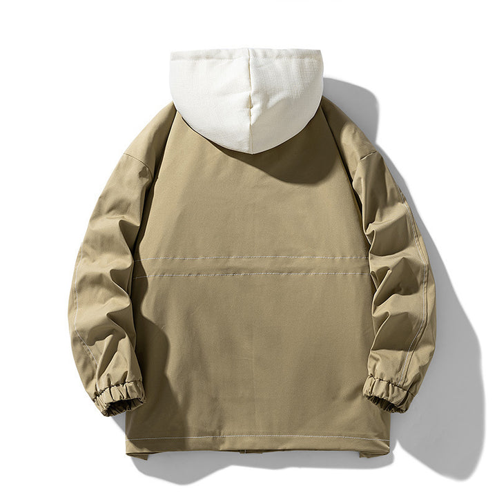 Herren Utility-Fieldjacke mit Kontrastkapuze, verstellbarem Saum und großen Pattentaschen Drune