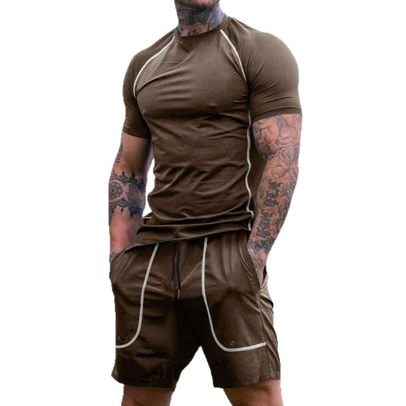 Herren Sportliches Kurzarm-Set aus atmungsaktivem Funktionsmaterial mit elastischem Bund Drune