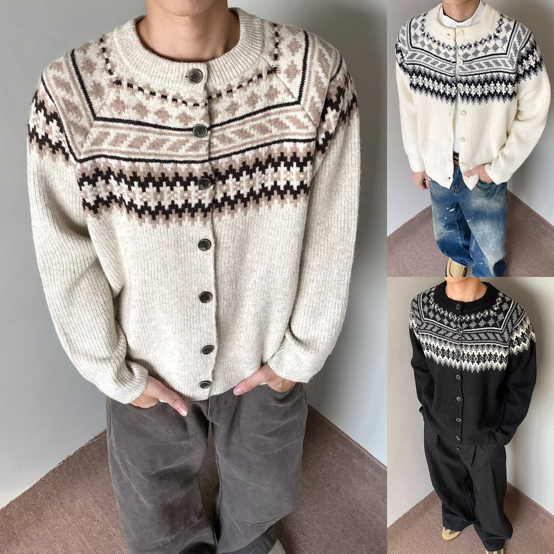 Herren Grobstrick Pullover mit geometrischem Muster Drune
