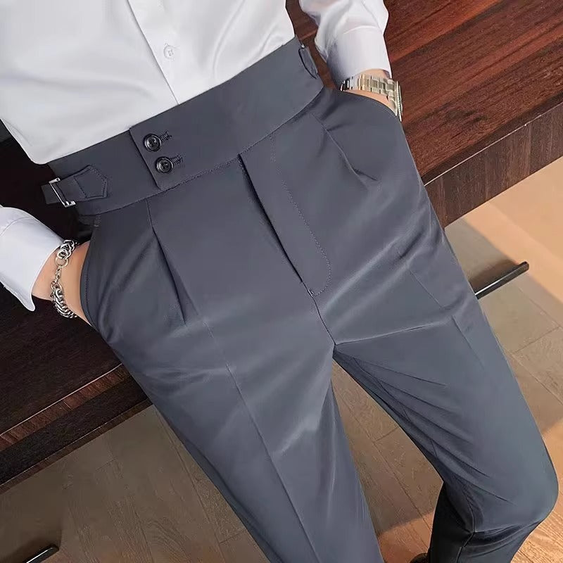 Herren Elegante Anzughose mit hoher Tailierung Drune