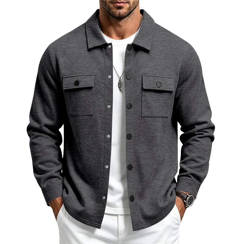 Herren Overshirt-Jacke mit Druckknopfleiste und aufgesetzten Brusttaschen Drune