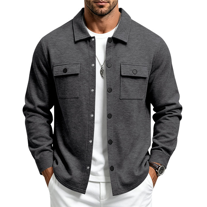 Herren Overshirt-Jacke mit Druckknopfleiste und aufgesetzten Brusttaschen Drune