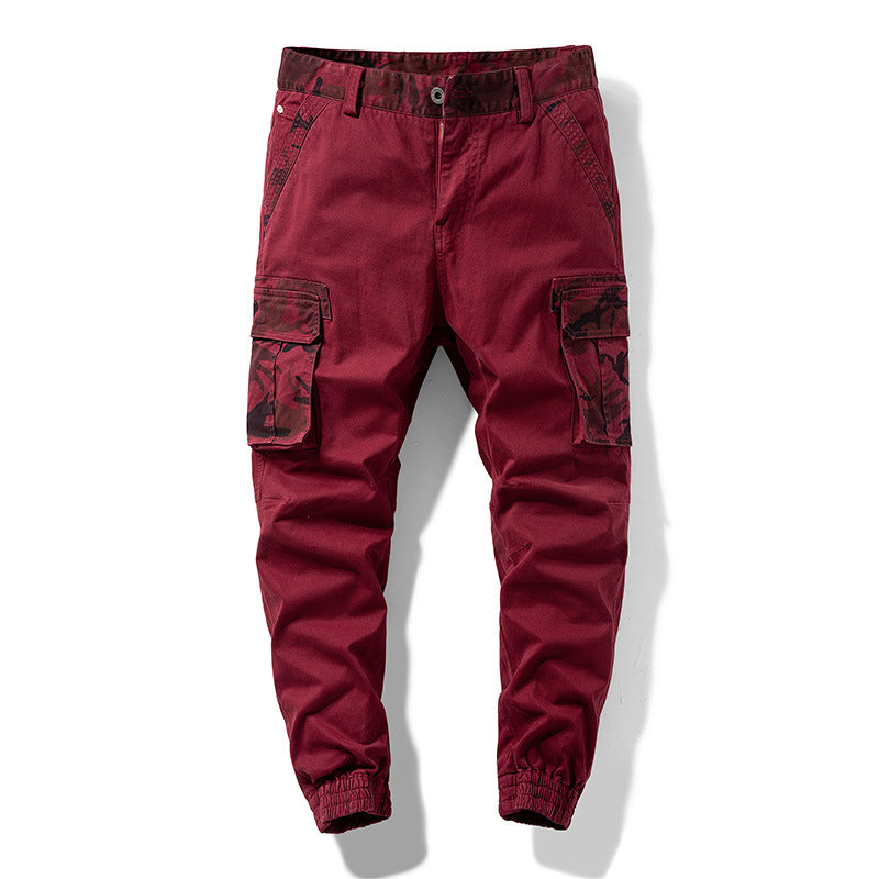 Herren Cargo-Joggerhose mit Multifachtaschen, elastischem Saum & Camouflage-Akzent Drune