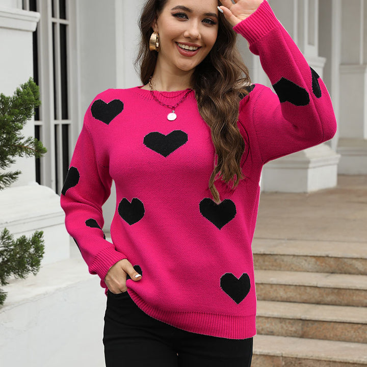 Damen Pullover mit Herzmuster und lässigem Schnitt Drune