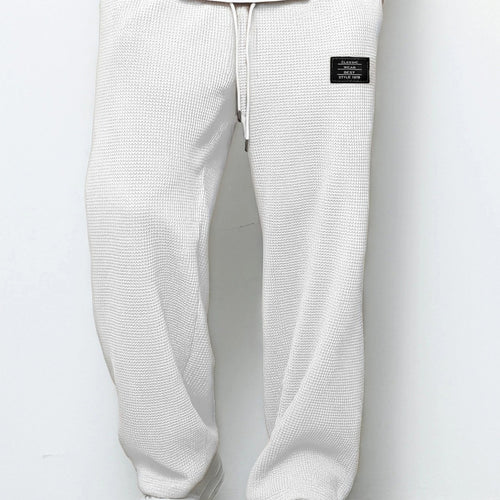 Herren Locker sitzende Waffelstrick-Jogginghose mit Tunnelzug & Eingrifftaschen Drune