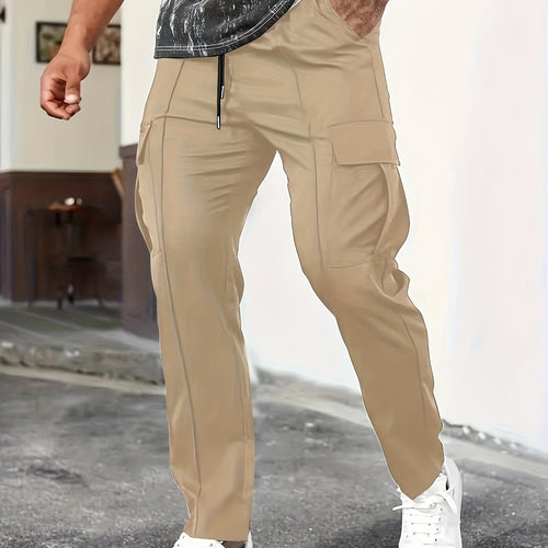 Herren Tapered Cargo-Jogginghose mit flachem Tunnelzug, Mehrfachtaschen & schmalem Knöchelsaum Drune