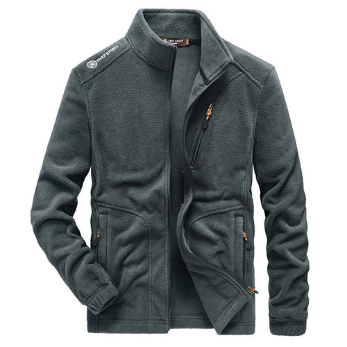 Herren Microfleece-Outdoorjacke mit Stehkragen, durchgehendem Reißverschluss und Ziptaschen Drune