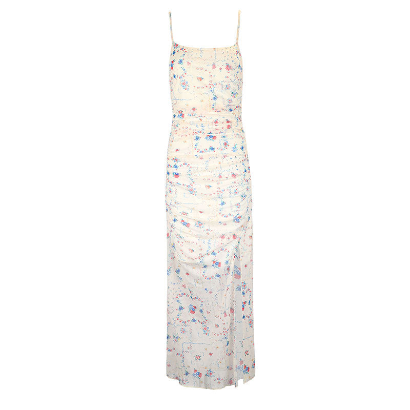 Damen Maxikleid mit zarten Rüschendetails und floralem Muster Drune