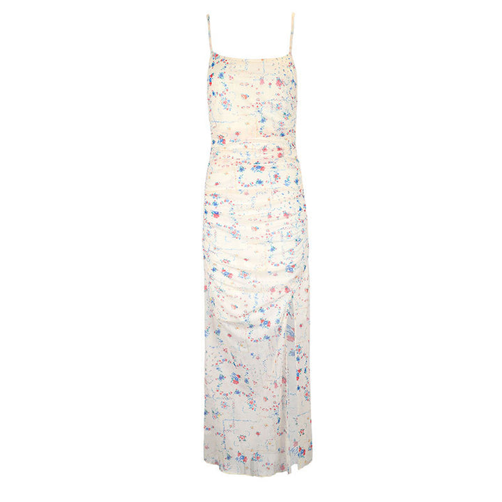 Damen Maxikleid mit zarten Rüschendetails und floralem Muster Drune