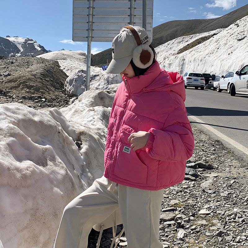 Damen Kuschelige Pufferjacke mit Kapuze und praktischen Taschen Drune