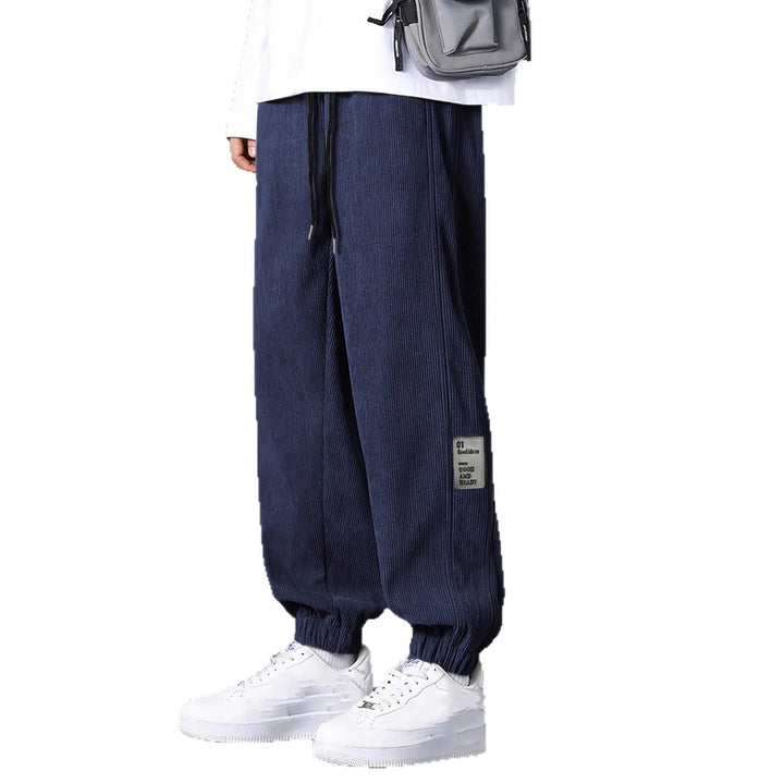 Herren nan Relax-Freizeithose aus feiner Breitkordstruktur mit Tunnelzug und elastischen Knöchelabschlüssen Drune