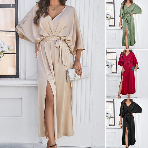 Damen Maxikleid mit eleganter Silhouette und hohen Schlitzen Drune