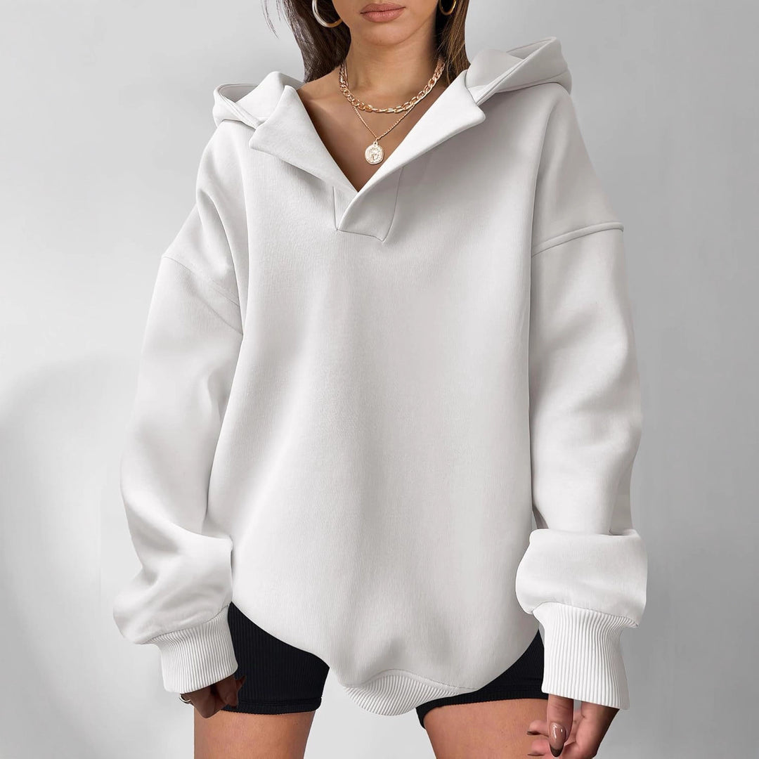 Damen Oversized Kapuzenpullover mit Kängurutasche Drune
