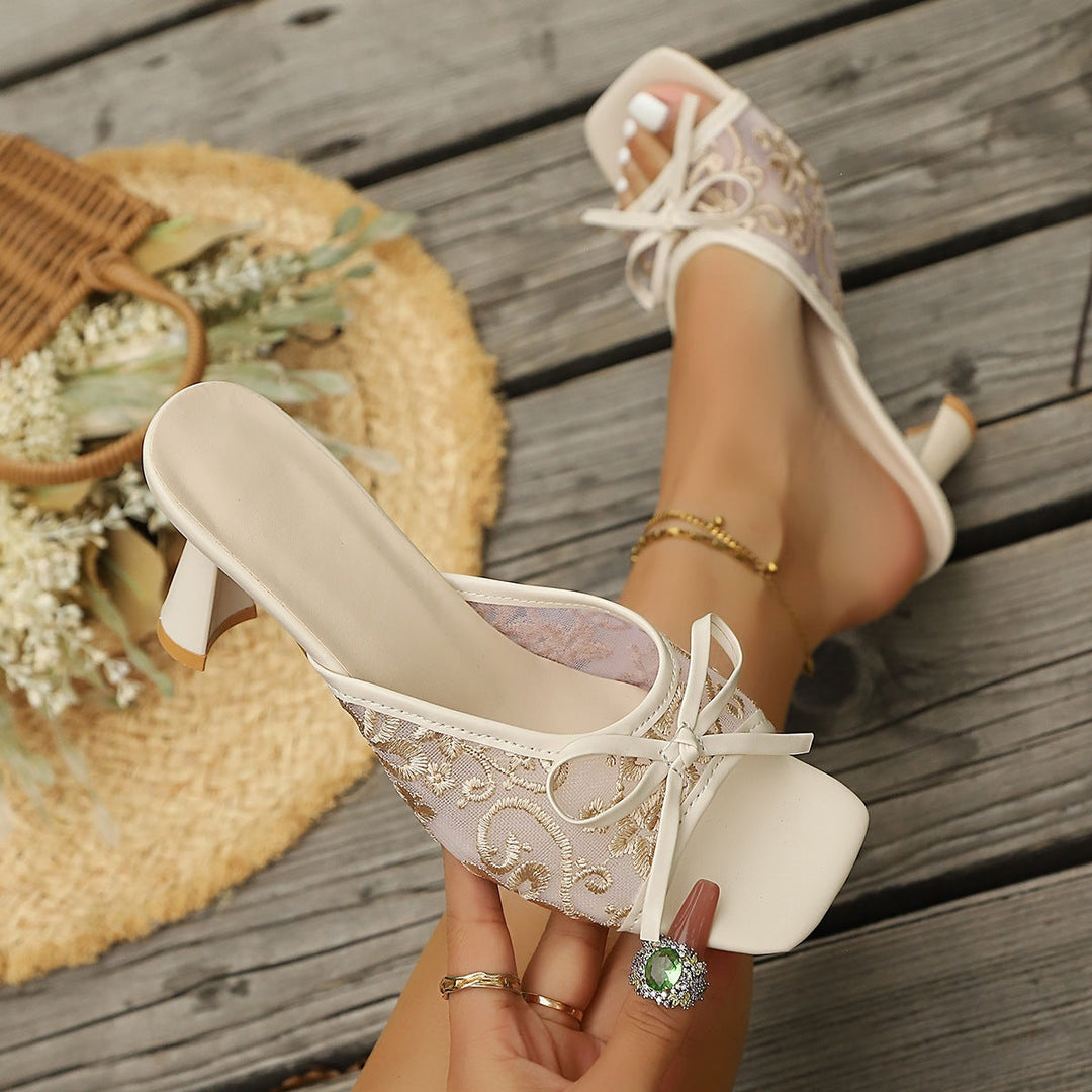 Damen Slip-On Sandalen mit elegantem Riemen und modischem Schleifen-Detail Drune