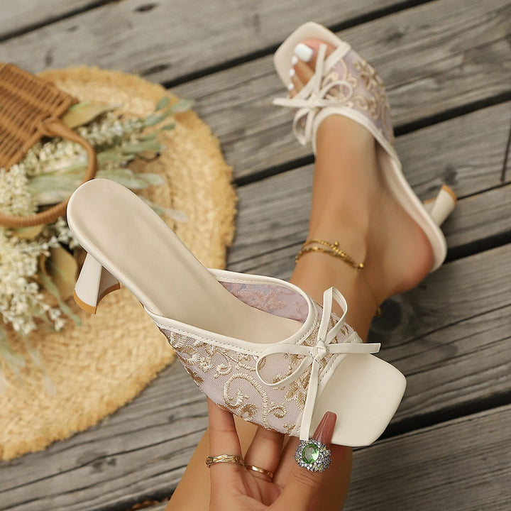 Damen Slip-On Sandalen mit elegantem Riemen und modischem Schleifen-Detail Drune