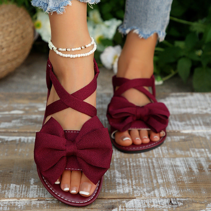 Damen Sandalen mit dekorativem Schleifen-Detail und verstellbarem Riemen Drune
