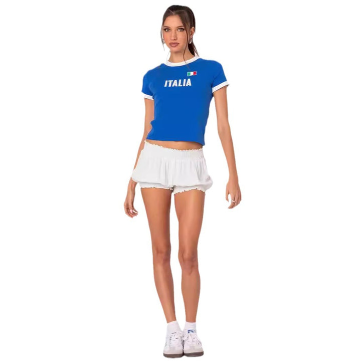 Damen Casual Graphic T-Shirt mit italienischem Thema Drune