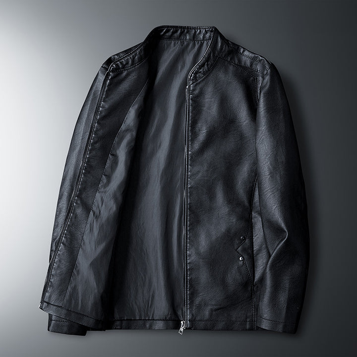 Herren Modische Kunstlederjacke mit Steppdetails Drune