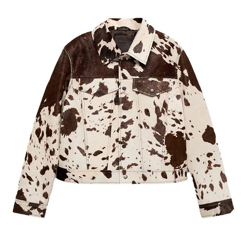 Damen Steppjacke im Cowprint Design mit klassischem Schnitt Drune