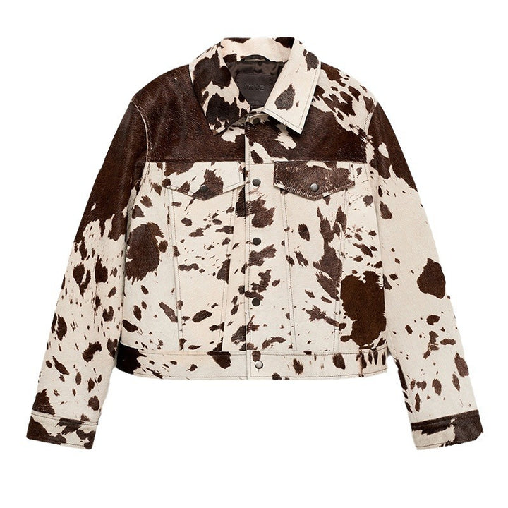 Damen Steppjacke im Cowprint Design mit klassischem Schnitt Drune