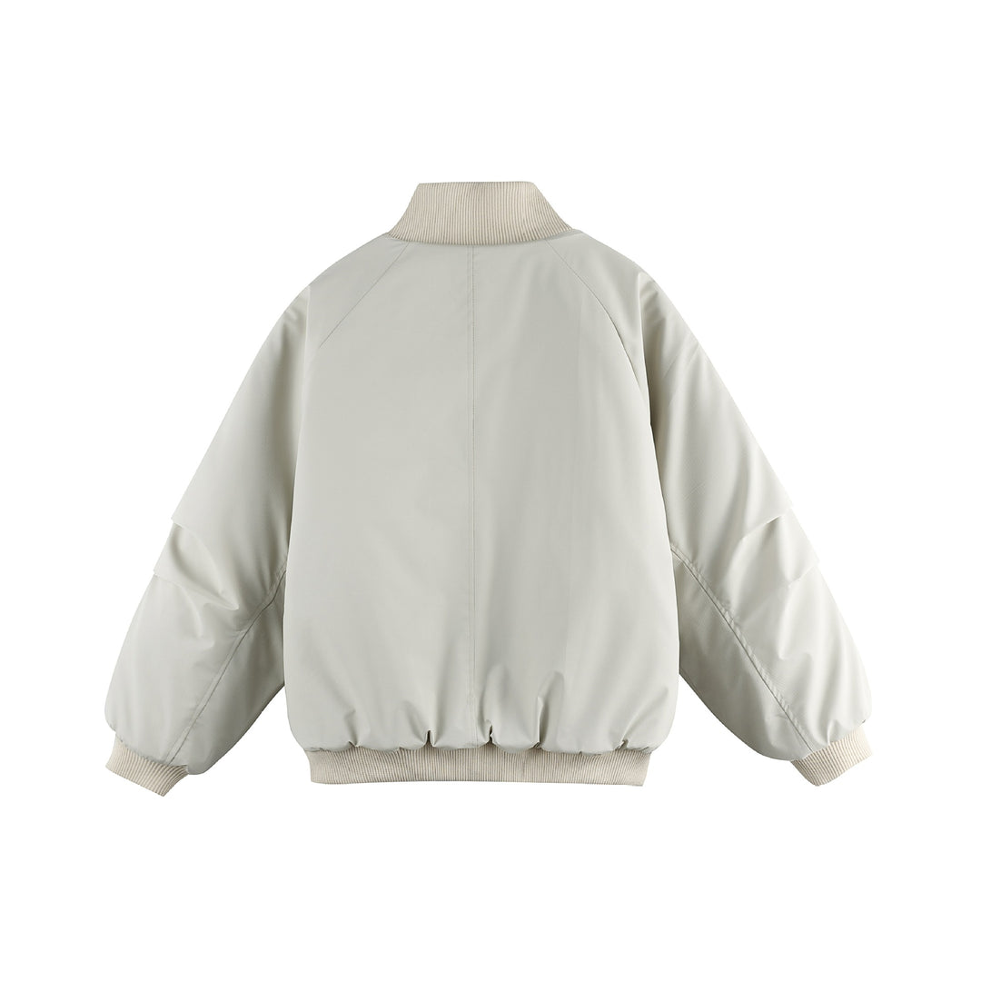 Damen Oversize Bomberjacke Drune mit Stehkragen, wattierter Fütterung und Pattentaschen
