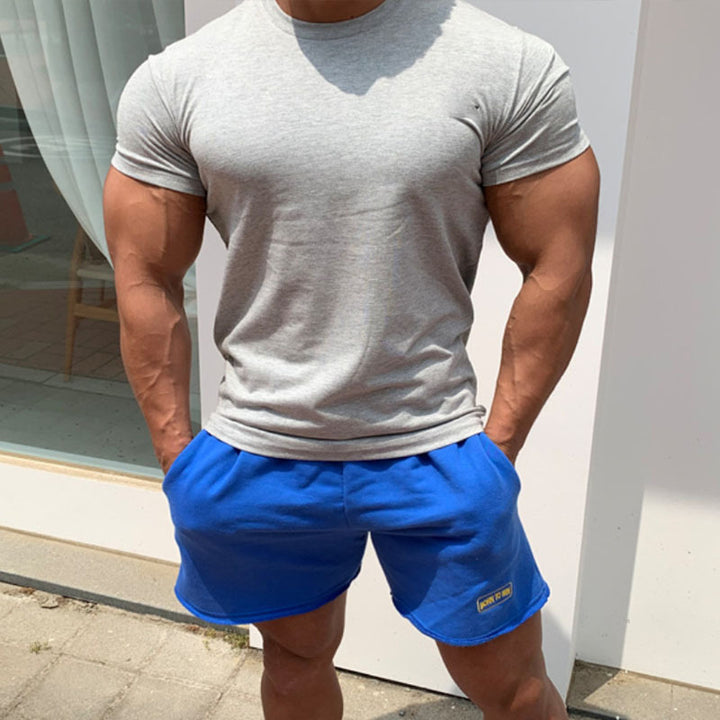 Herren körperbetontes Fitness-T-Shirt und kurze Sportshorts Set Drune