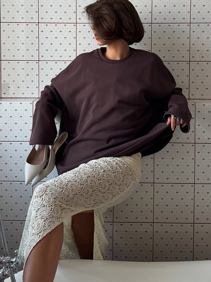 Damen Oversized Sweatshirt mit Raglanärmeln & extra langem Lounge‑Schnitt Drune
