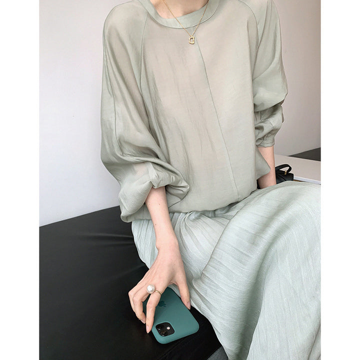 Damen Elegante und luftige Bluse mit ballonärmel Drune