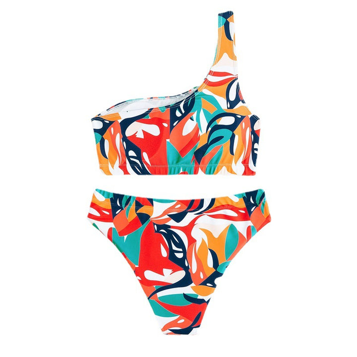 Damen Einseitiger Bikini mit farbenfrohem Muster Drune