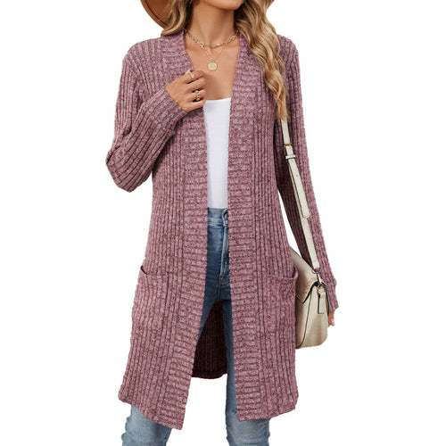 Damen Strickmantel mit praktischen Taschen und modischem Langschnitt Drune