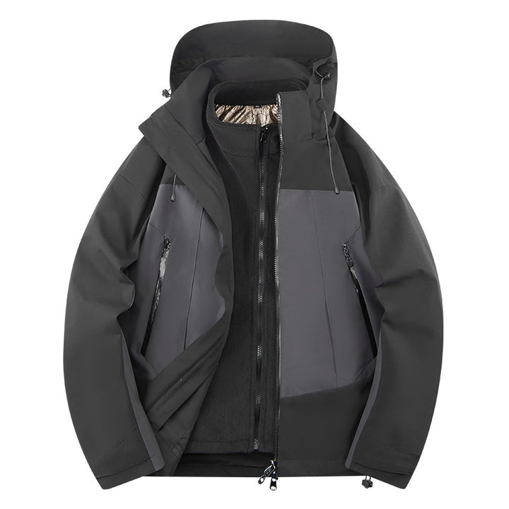 Herren zweilagige Softshell‑Outdoorjacke mit herausnehmbarem Fleece‑Innenlayer, wind‑ und wasserabweisend Drune