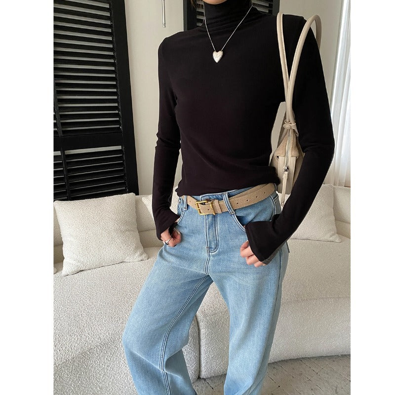 Damen komfortabler Rollkragenpullover aus feinem Material Drune