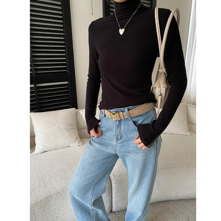 Damen komfortabler Rollkragenpullover aus feinem Material Drune